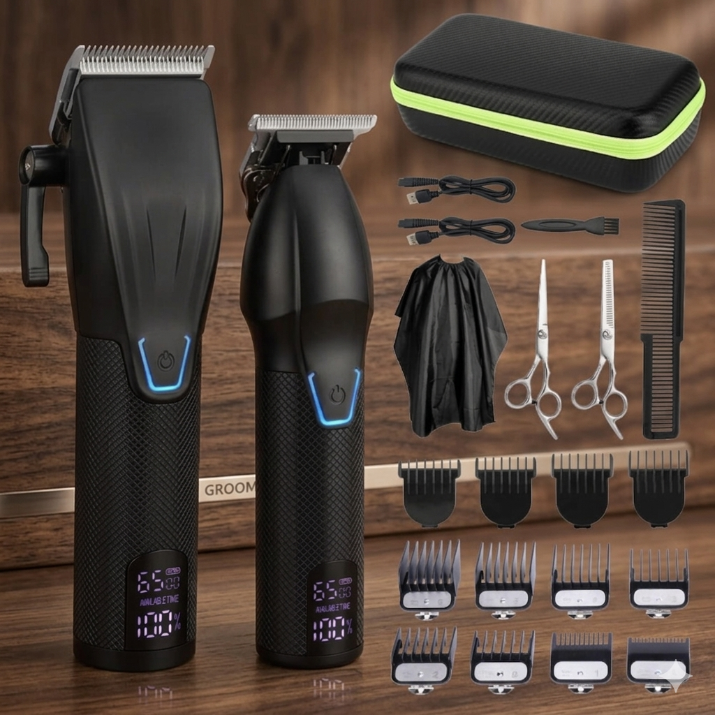 Professionell Hårklippare och Trimmer Set med Tillbehör