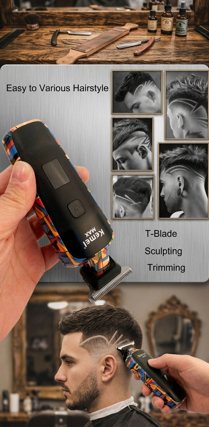 Kemei Professional T-Blade Trimmer - Precision Sculpting