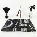 Barber Hair Cutting Cape Set with Razor, Brush, and Spray Bottle