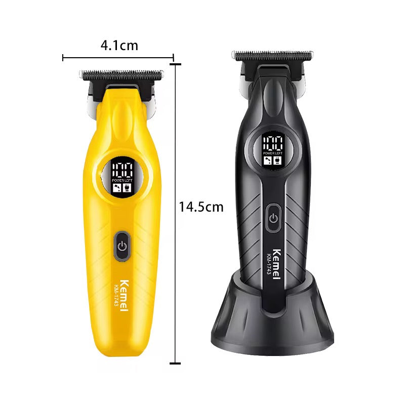 KEMEI Km-1743 LED Mens Hair Trimmer Stainless Steal Blade Male Clipper Cheap Electric Beard Shaver Manufacturer with Free Stand