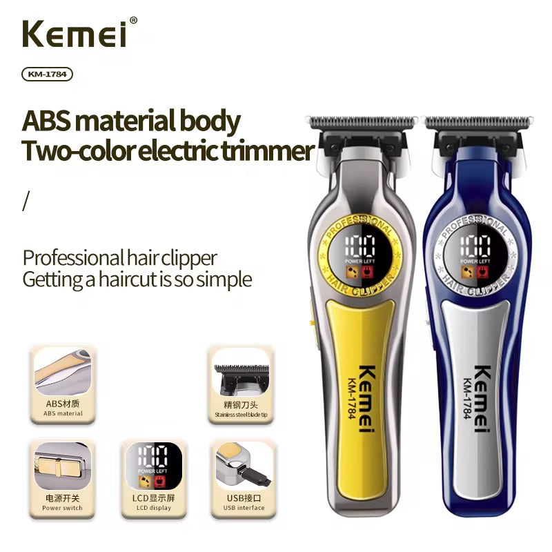 Kemei Km-1784 1200mAh Hair Clipper Brand Supplier Yiwu China Eco-design 2 Color for Choices Stainless Steel Blades Hair SHavers